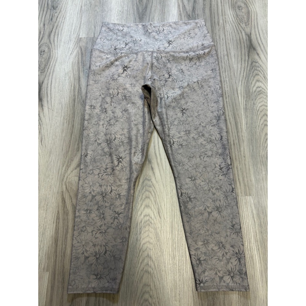 Evolution and Creation Mia Leggings XL Grey Floral High Waisted Cropped Active